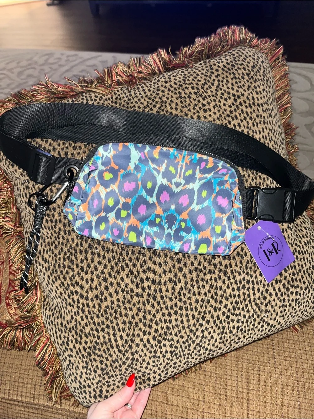 Iris& Rainbow Vibrant Leopard 57” Crossbody Bag